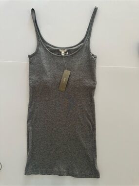 NWT J. Crew Heather Gray 100% cotton tank with built in bra shelf, XS